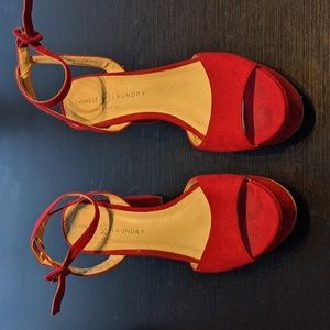 Chinese Laundry Theresa Platform Sandal Red Faux Suede Pumps